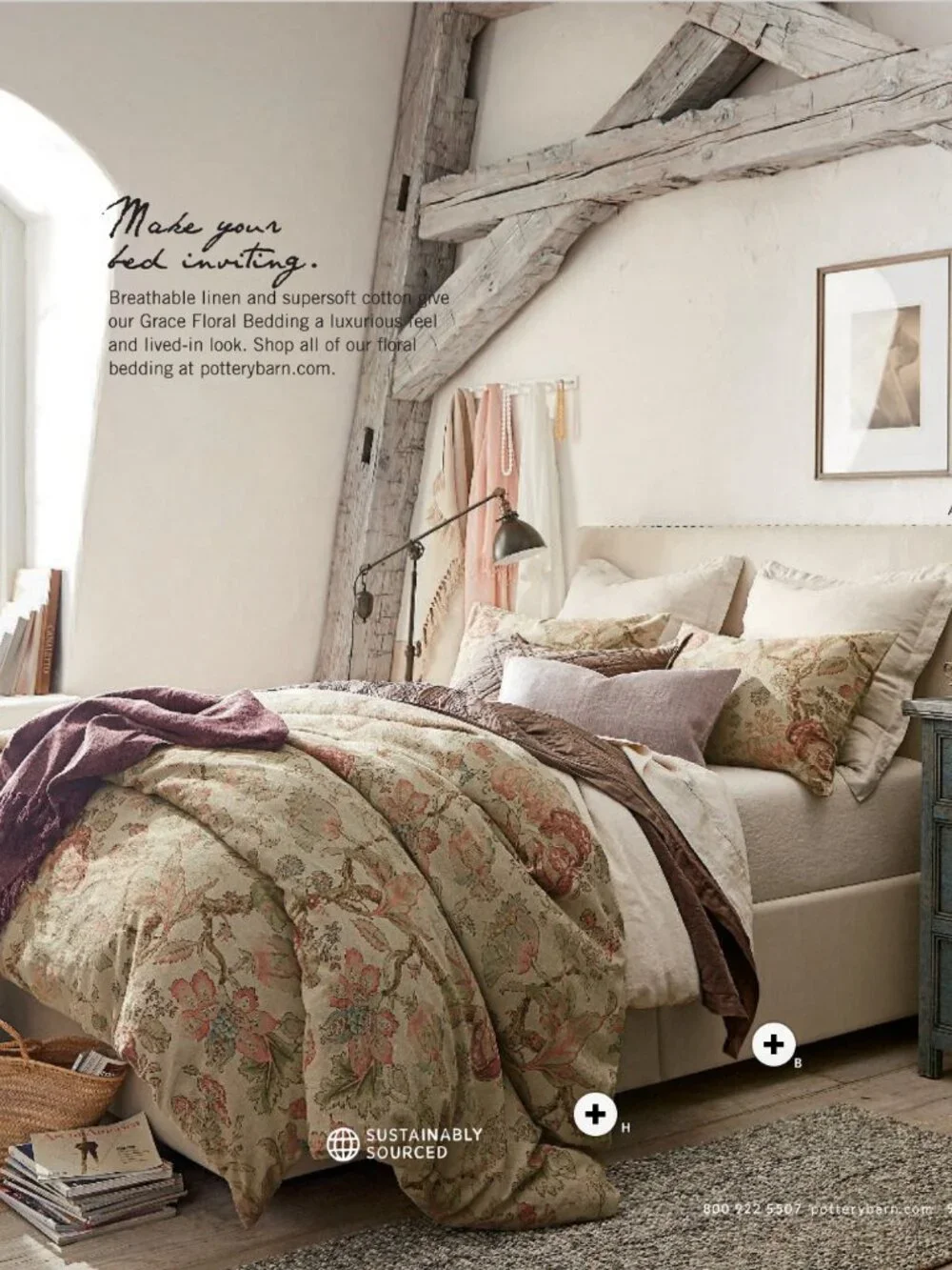 Grace Floral Texture Cotton Linen Blend Standard Sham